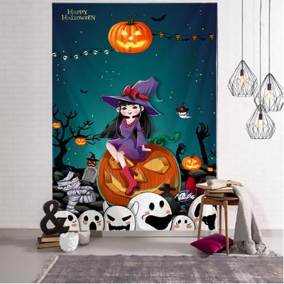 Гобелен с ведьмой и тыквой на Хэллоуин, милый забавный мультяшный узор, украшение для вечеринки, богемный психоделический тапиз, настенный Гобелен для колдовства