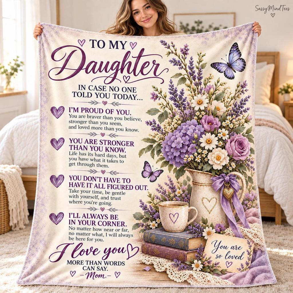 Personalized To My Daughter Blanket from Mom, Inspirational Daughter Gift, Mother Daughter Fleece Throw, Birthday Gift for Daughter