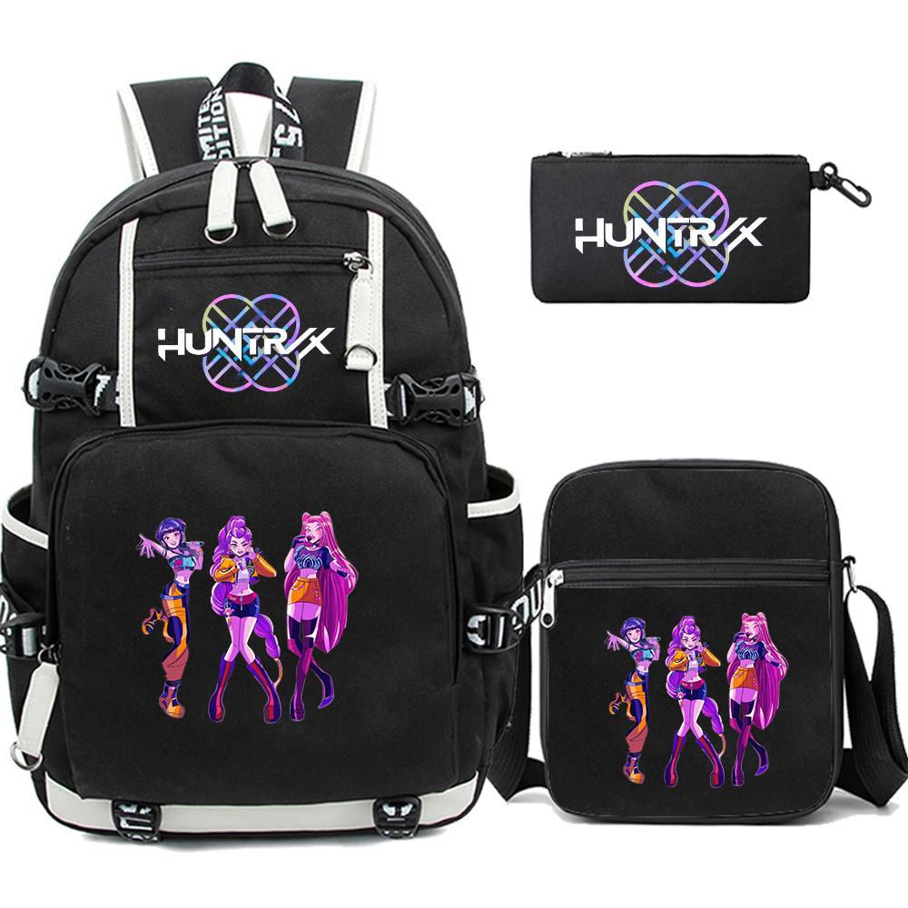 3Pcs/set Anime Kpop Printed Backpack with Pengcil Case Shoulder Bag for Teenager Girl Boy Bookbag Large Capacity Waterproof Travel Bag Kid Gift