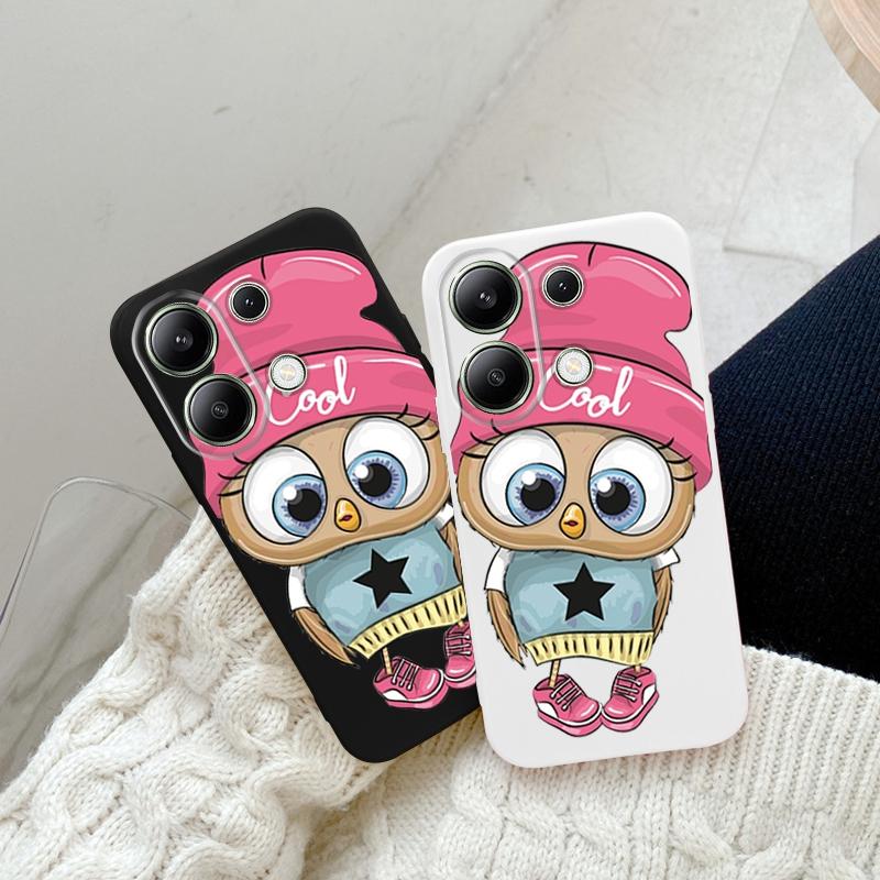 Мягкий силиконовый чехол с рисунком совы для Samsung A55 M35 S24 Xiaomi Redmi Note 13 Pro iPhone Huawei Honor Realme Camera Защитный противоударный чехол