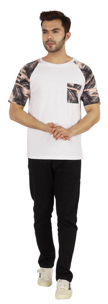 Inkmeso Raglan Short Sleeves T-Shirt For Men  S Loose Fit Printed Casual Tee W  Patch