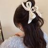 French Pearl Bow Pleated Hair Clips Women Korean Elegant Shark Clip Hair Accessories
