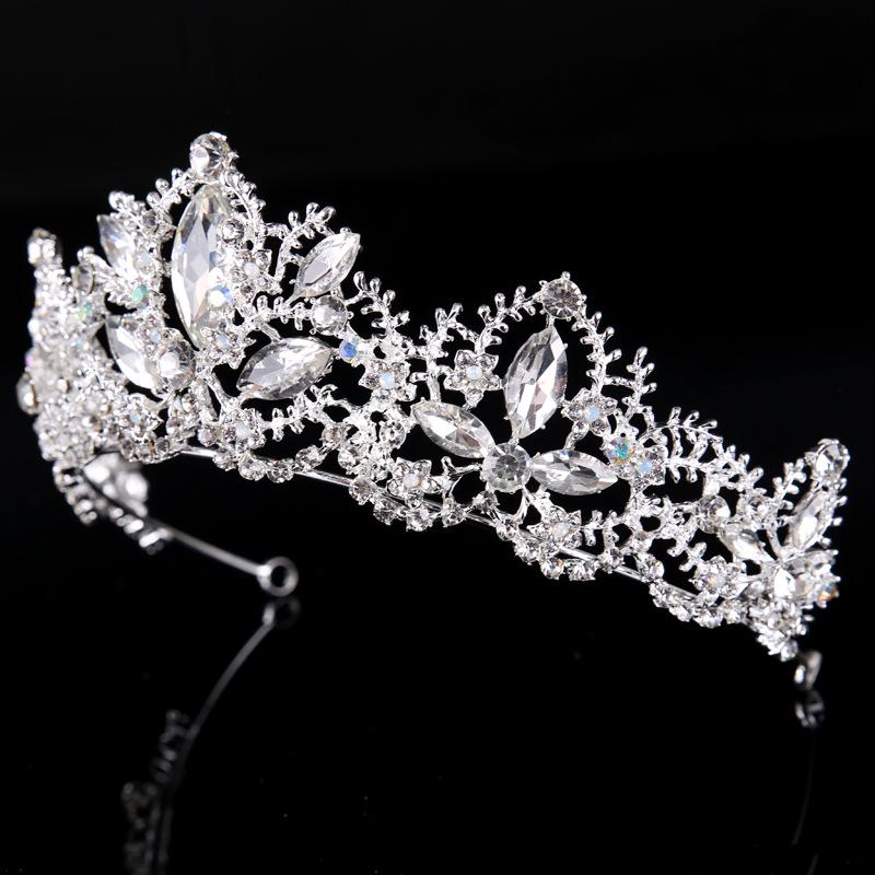 Fashion Baroque Luxury Crystal Ab Bridal Crown Tiaras Light Gold Color Diadem Tiara For Women Bride Wedding Hair Accessories