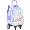 Large Trolley Backpack for Girls Grades 2-4-6, Ages 7-12, with Double Shoulder Straps