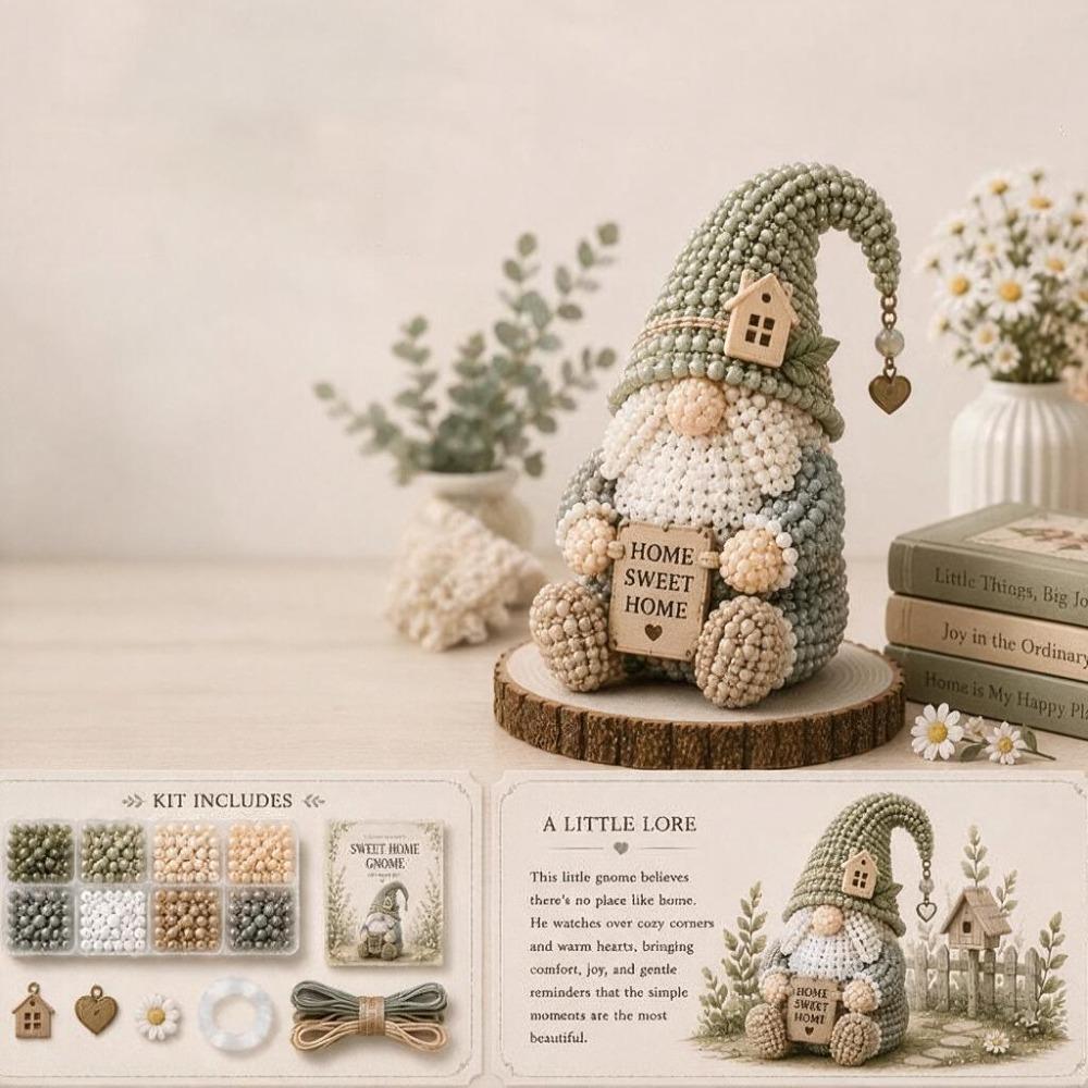 Handmade Beaded Dwarf Ornament Craft Kit Cozy Gnome DIY Bead Kit Adults