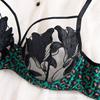 Sexy Leopard Print Lace Underwear Set Women's Perspective Mesh Gathered Bra Thong Two-piece Set Erotic Underwear