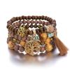 European American Fashion Bohemian Layered Beaded Bracelets Elastic Ethnic Bracelets for Women Female Bangle Bracelet