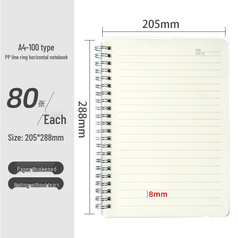 Minimalist PP Coil Notebook Set: A5 Lined, B5 Grid, Elastic Band, Thick Pages, Blank for Students