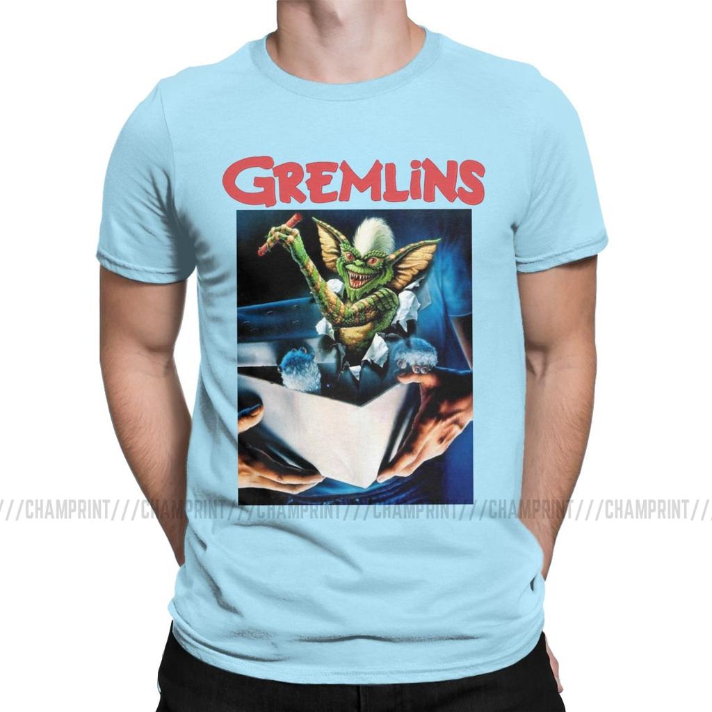 Gremlins Men S T Shirts Gizmo Monster Gremlin 80S Horror Christmas Movie Awesome Tees Round Neck