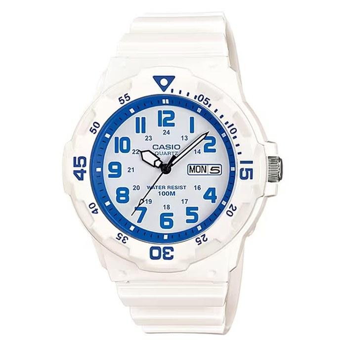 Casio Стандартные кварцевые часы MRW-200HC-7B2V Мужские Глянцевый белый x Синий (Импортный)