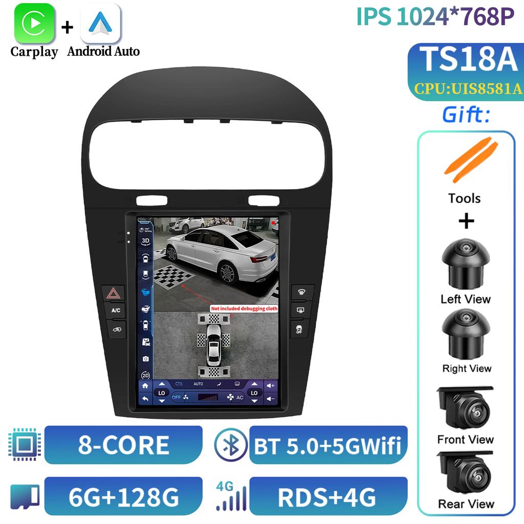 9,7-дюймовый автомобильный радиоприемник с мультимедиа Carplay Video GPS для Dodge Journey Fiat Freemont 2012-2014 Android 14 стерео навигационный плеер экран