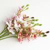 Yellow Artificial Cymbidium Orchid Stem, Faux Orchid with Blooms & Buds, Fake Flower for Home Vase Decor
