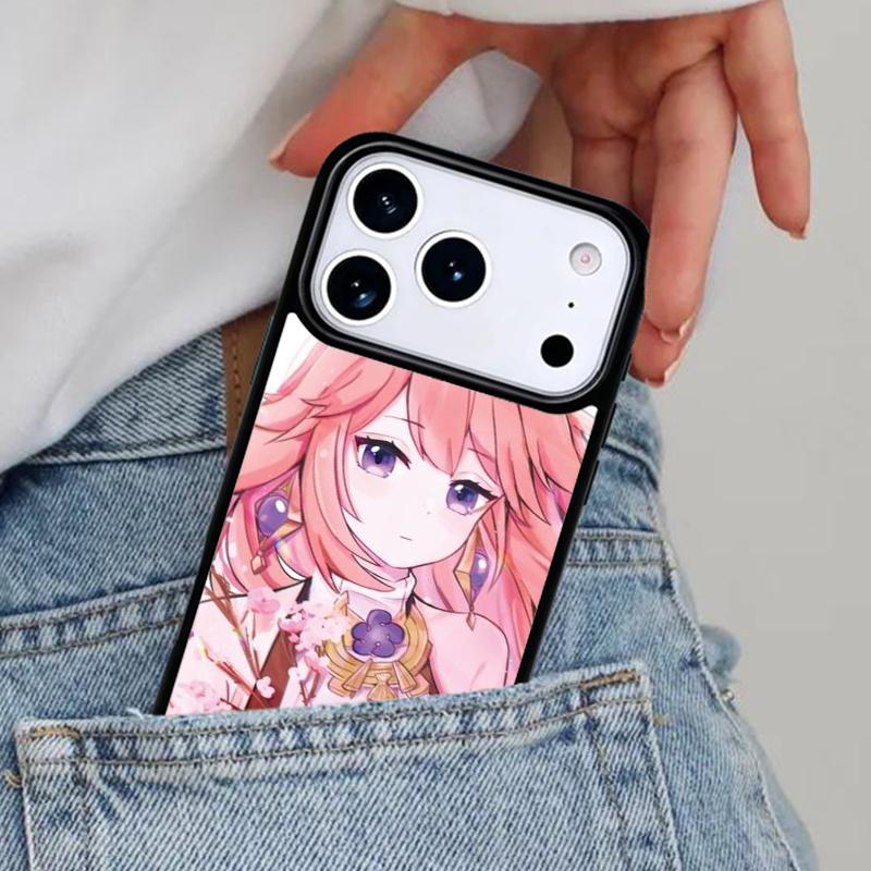 Чехол для телефона Yae Miko Genshin Impact для iPhone 17ProMax 12 13 14 15 16e 17 Pro Max Plus Air Cover