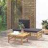 VidaXL Garden Lounge Set 3 Pcs with Dark Grey Cushions Bamboo 362305