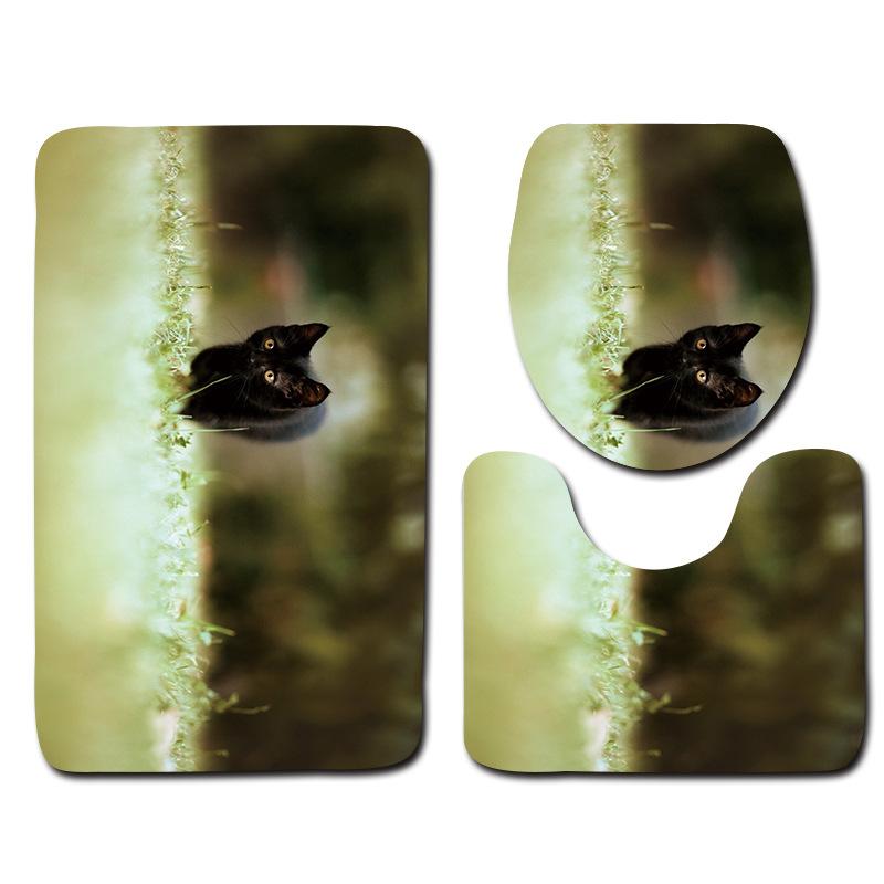 Toilet Three-Piece Floor Mat, Bathroom Three-Piece Carpet Doormat