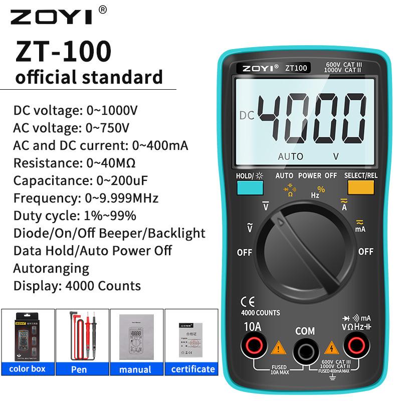 BEST ZOYI ZT100 Multimeter Digital Multi Tester Back Light AC/DC Voltmeter Diode Fres shipping 2025
