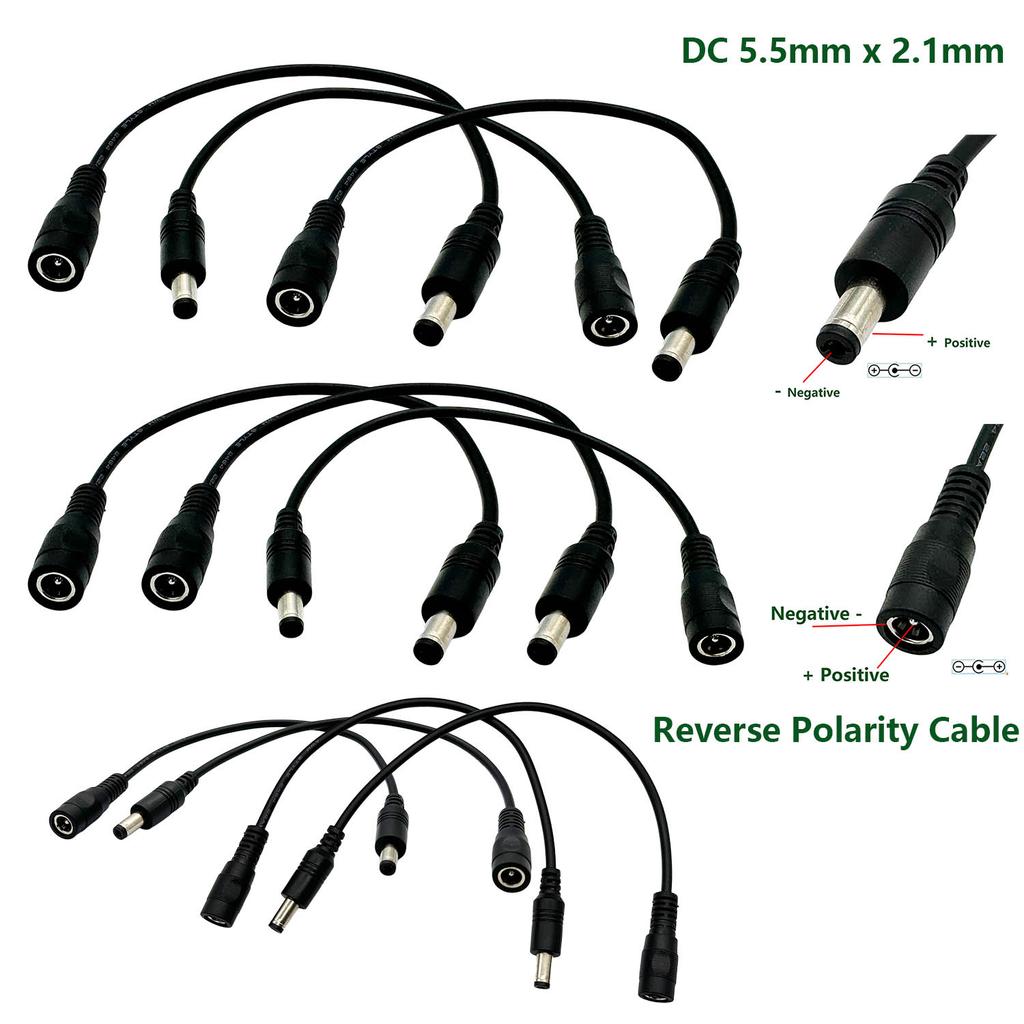 10pcs Reverse Polarity Power Conversion Cord Cable Converter Wire DC 5.5mm X 2.1mm for Keyboard Guitar Piano Effect Pedals