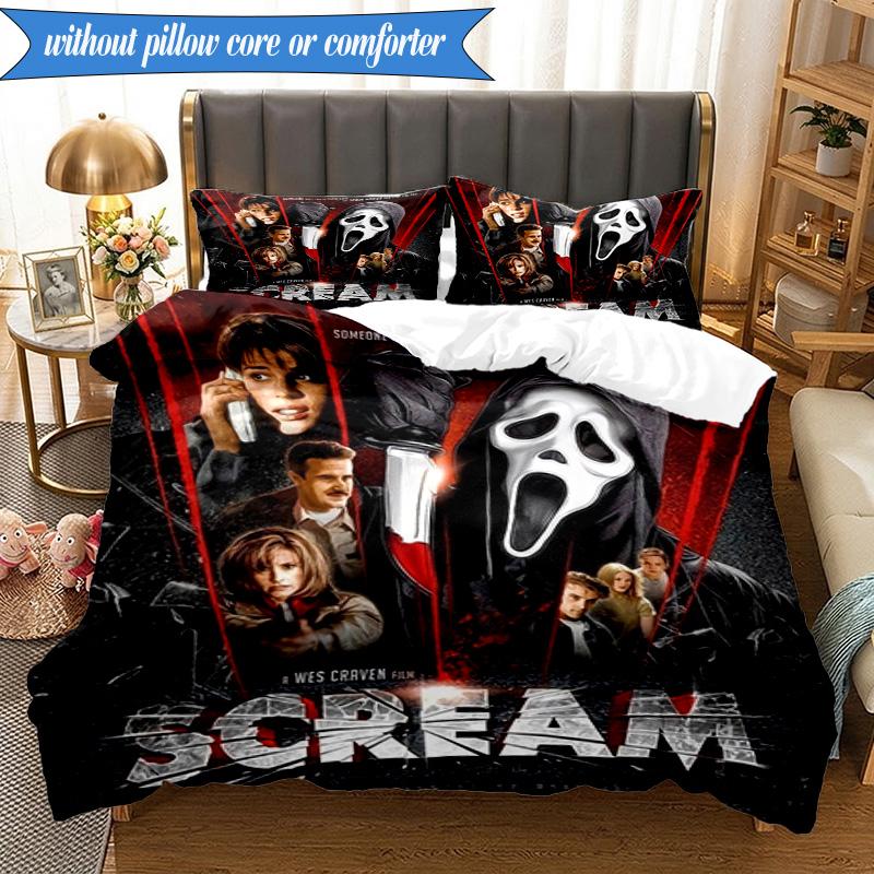 Scr-eam Horror Movie 3pcs K-pop music group Bedding set,Ideal for Bedroom, Dormitory,Including Duvet Cover And 2pcs Pillowcases,Fan gifts