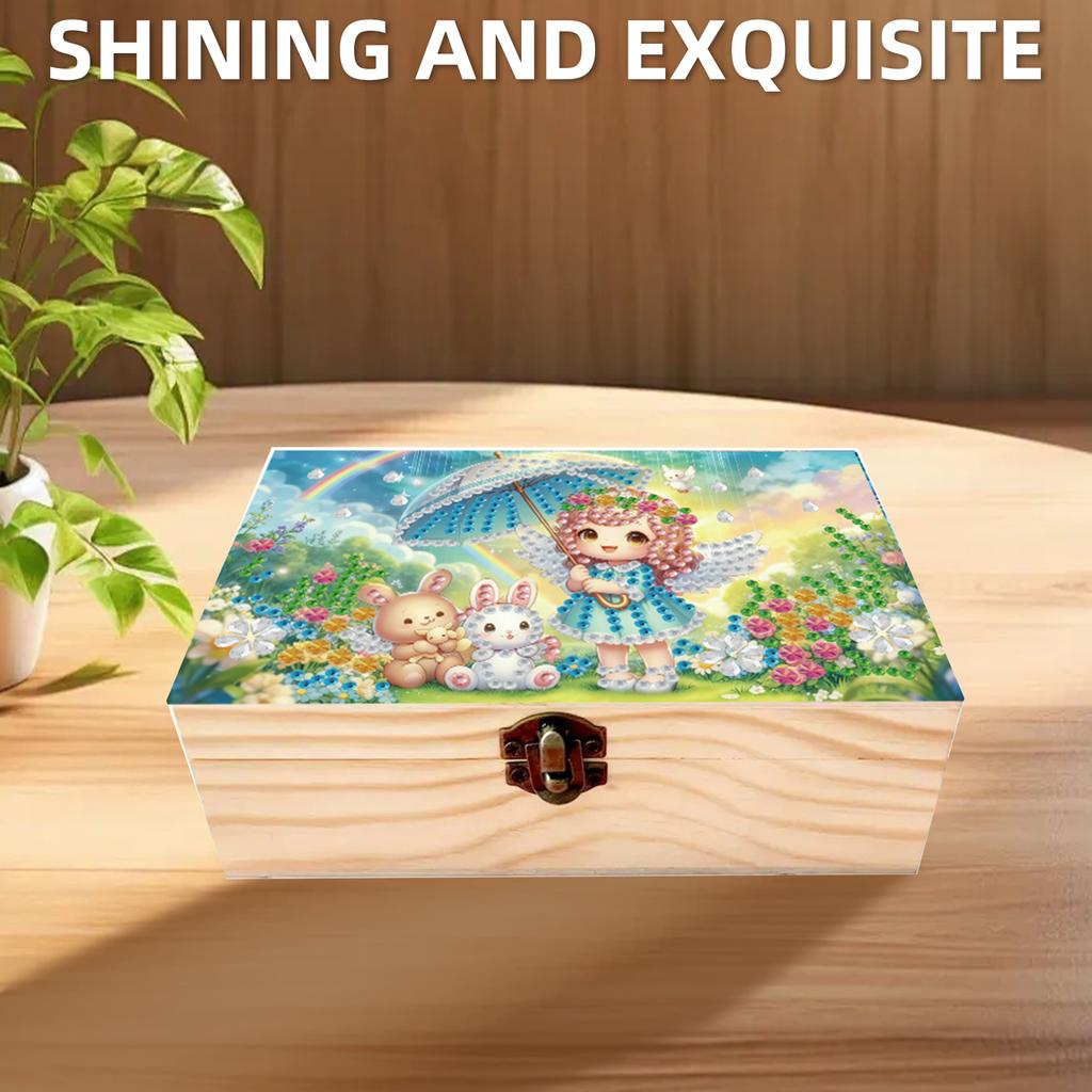 Алмазная мозаика своими руками Цветной узор Деревянный футляр Частичное сверление Кристаллическая мозаика Контейнер для хранения для дома Автомобиля Настольное украшение Поделка