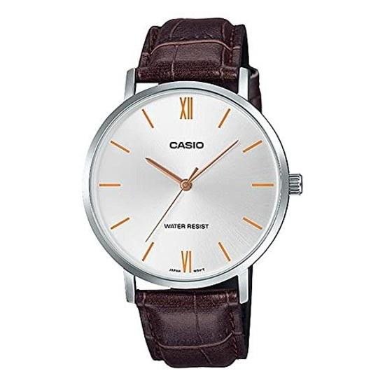 CASIO Quartz Mens Watch MTP-VT01L-7B2 Silver Brown Leather Band Overseas Model
