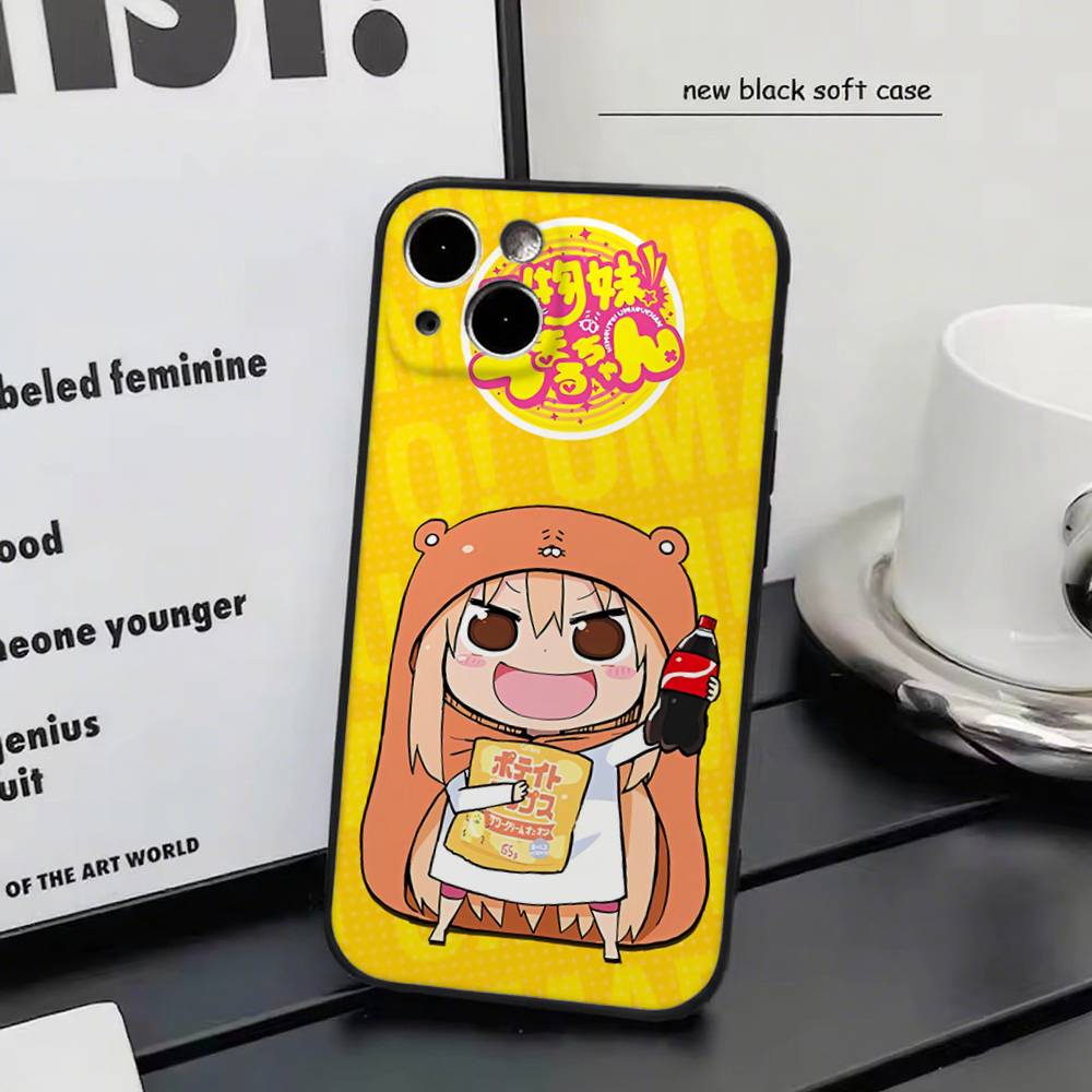 Doma Umaru Для iPhone 13,17,11,12,16,14,15,Plus,Pro Max Мягкий Силиконовый Черный Чехол для Телефона