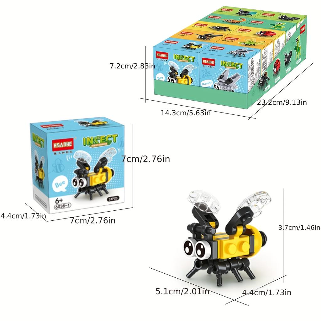 Insect Building Blocks Insect Model Different Little Insects Building Blocks Bee Ladybug Firefly Dragonfly Spider Toy For Boy/girl Children's Gifts
