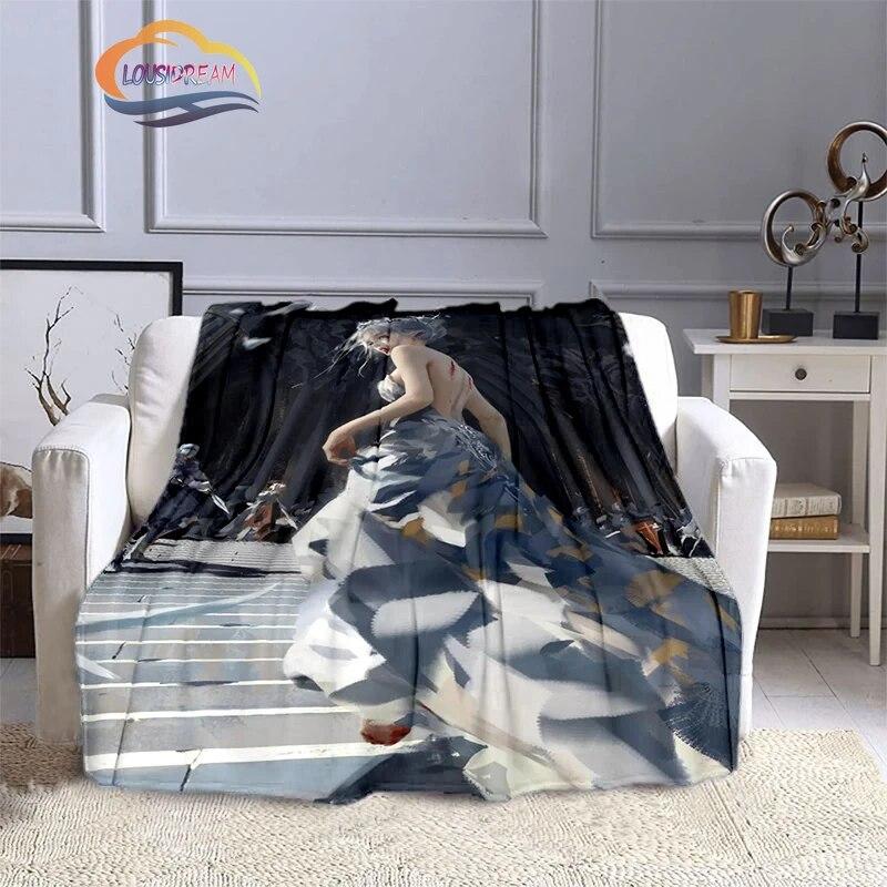 Ghost Blade Blanket 3D Printing Sexy   by Wolp Flannel Cashmere Blanket Girl Gift Beautiful Cartoon Girl