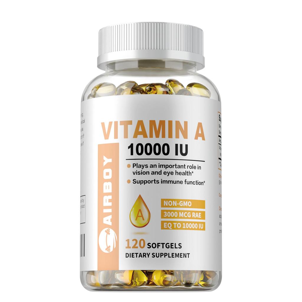 Vitamin A softgels support immune system function, skin health, and vision and eye health. 120 capsules per pack.