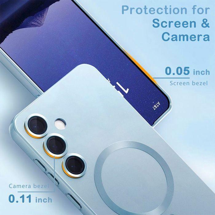 Coque de Protection - BOOLING - pour Samsung Galaxy A17 4G/5G - Silicone Slim avec Cercle Magnétique Bleu