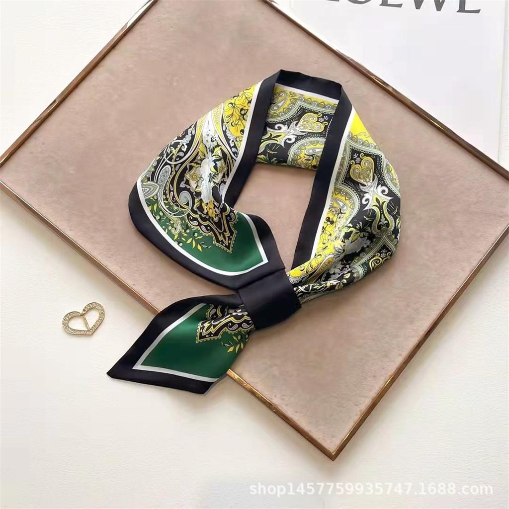 Silk Scarf Small Long Square Scarf Women'S High-End Neck Protection Scarf Professional Matching Shirt Scarf
