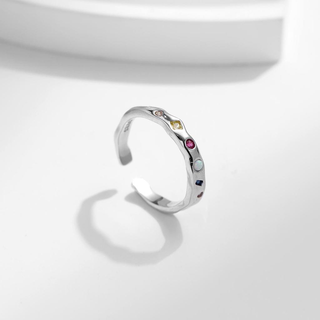 Модиан из стерлингового серебра 925 пробы, модное цветное кольцо с цирконием, нерегулярное регулируемое кольцо, оригинальный дизайн, ювелирные изделия, подарок для женщин, вечерние