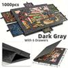 Доска-пазл 1000 шт. с 6 выдвижными ящиками - Портативный нескользящий органайзер, Прочное хранилище для дома/путешествий, Также декоративная панель