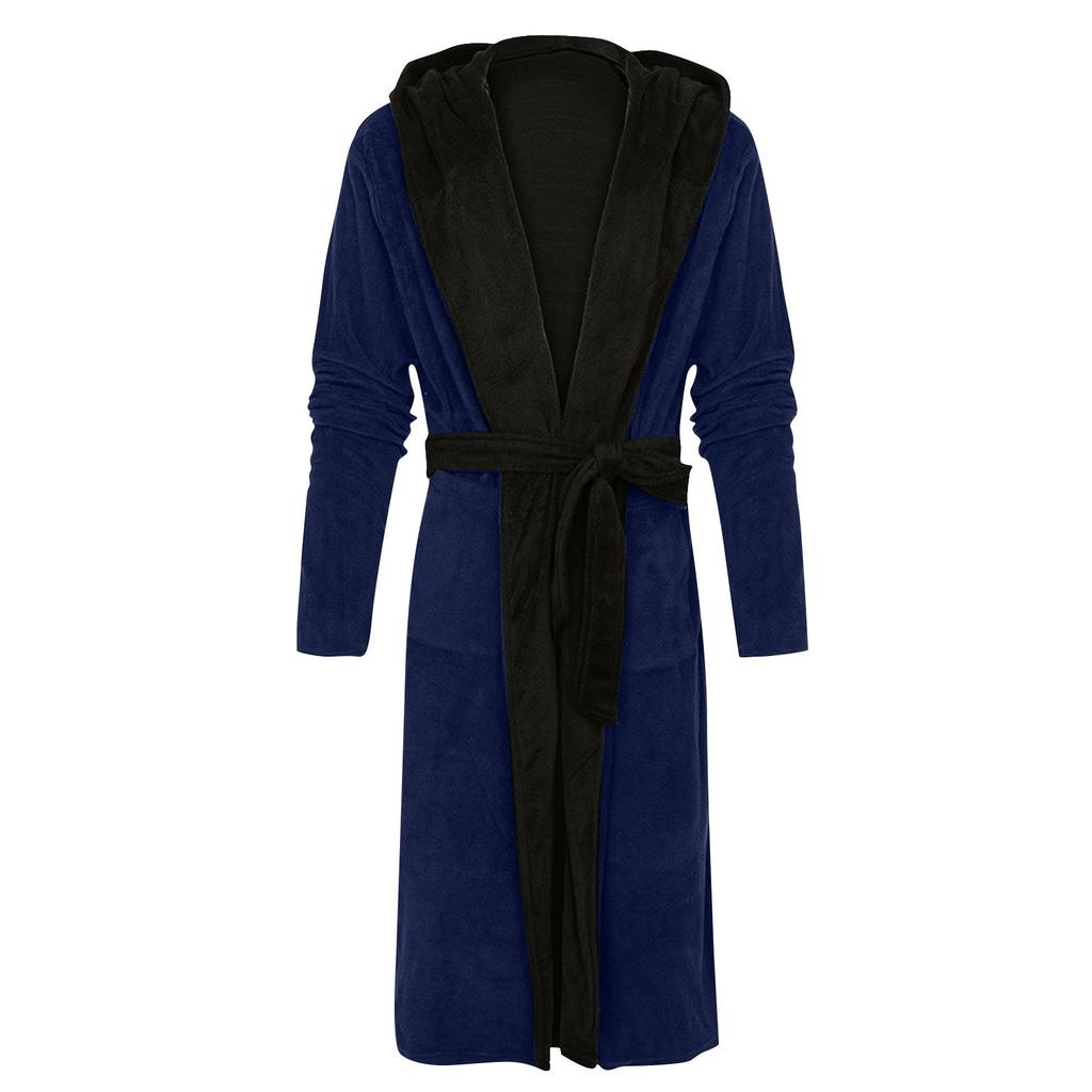 Мужская зимняя плюшевая удлиненная шаль, халат, домашняя одежда, халат с длинными рукавами, пальто