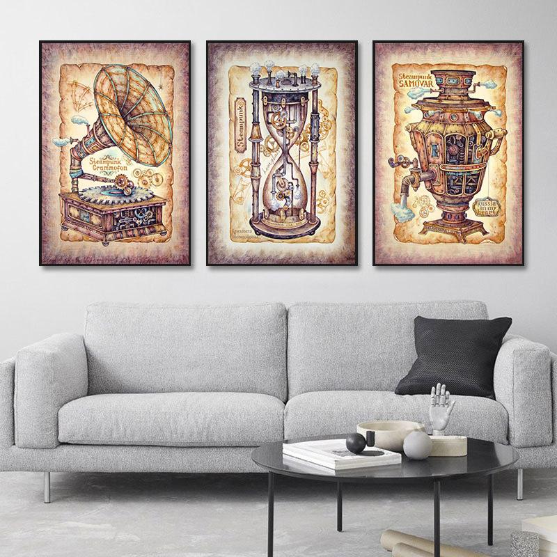 Винтажный граммофон, швейная машинка, холст, картины, классические постеры и принты, настенные картины для гостиной, украшения дома
