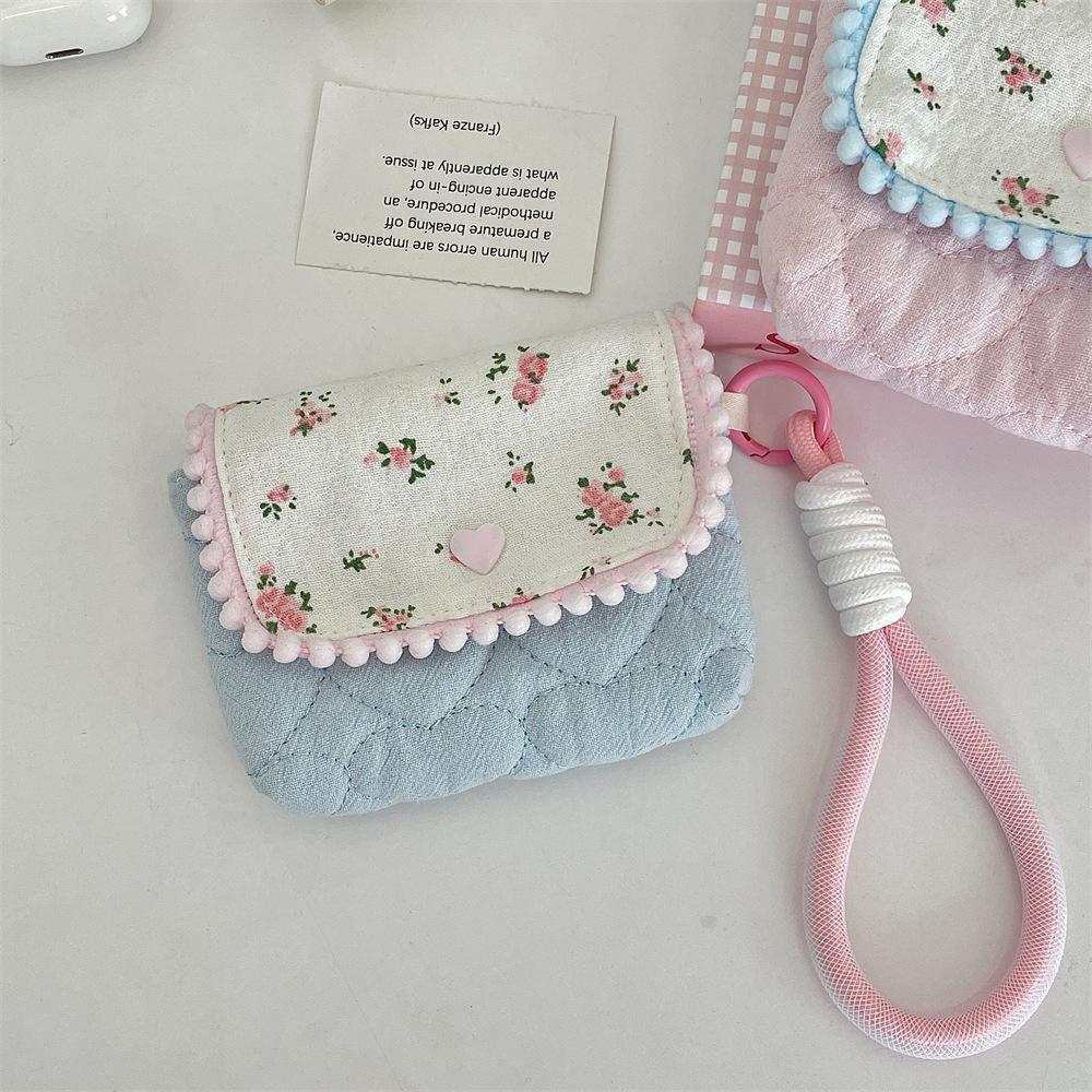 Хлопковая камера CCD с цветочным рисунком, сумка для хранения наушников, портативная и компактная дорожная сумка для хранения, защищающая от падений и ударов