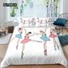 Ballet Dancer Duvet Cover Set Cartoon Dancer Girly Bedding Set Beauty Ballet Quilt Cover Twin Queen King Microfiber Bedclothes Three Piece Set