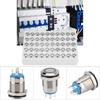 50pcs 12mm Metal Momentary Push Button Switch Auto Reset Flat Head 24V LED Light 4 Pin (Green)