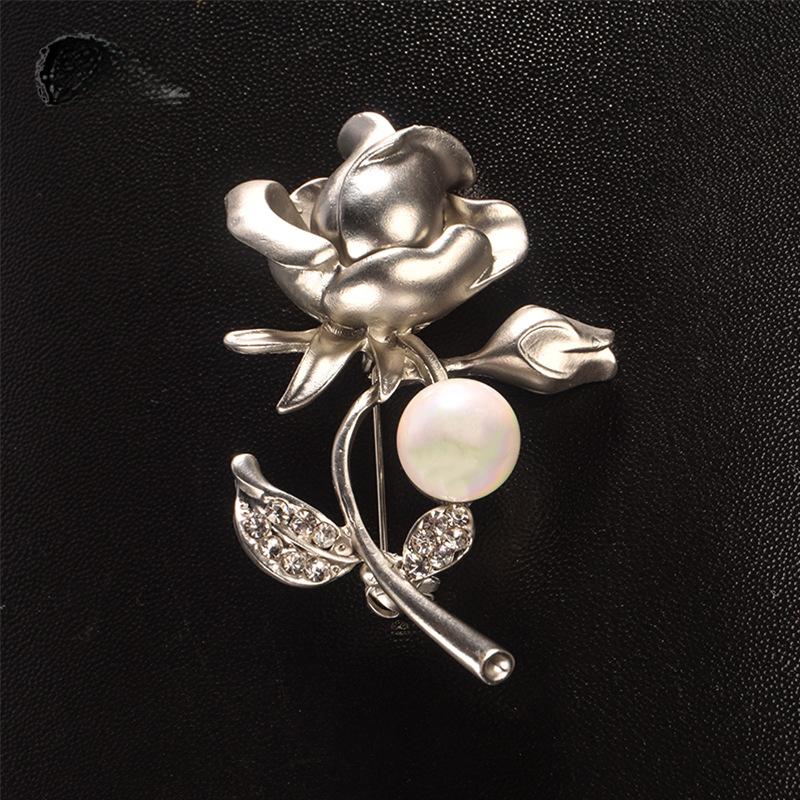 Brooch Women's Accessories Rhinestone Pin Matte Gold Imitation Bead Brooch Korean Version Accessories Shawl Cardigan Silk Scarf Buckle Neckpin