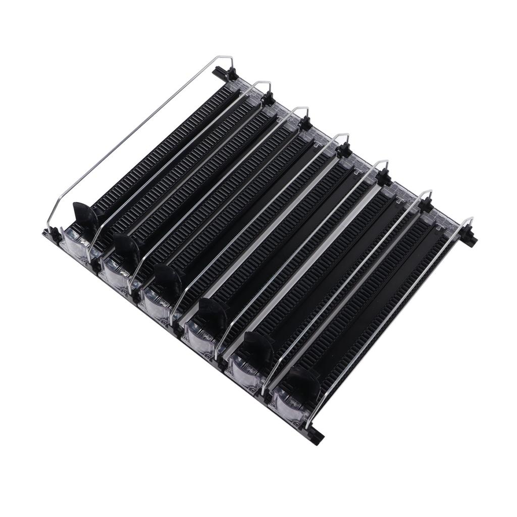 Self Pushing Drink Holder 6 Rows Adjustable Width Spring Loaded Easy Slide Large Capacity 15in Fridge Drink Dispenser