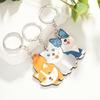 Cute Cartoon Animal Family Trio Wooden Puzzle Keychain Pendant