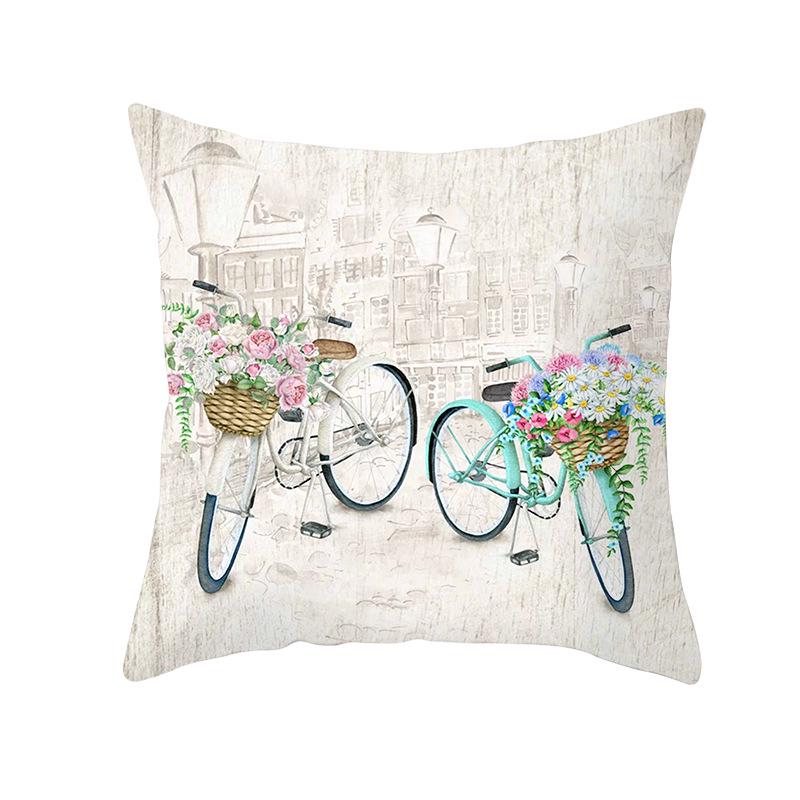 Flower and Grass Bicycle Pillow Cover for Home Ins Nordic Pillow Photo Small Fresh Cushion