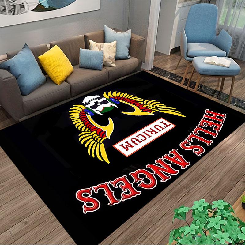 Skull with Wings Rug Design suitable as a non-slip mat for the living room or bedroom sofa