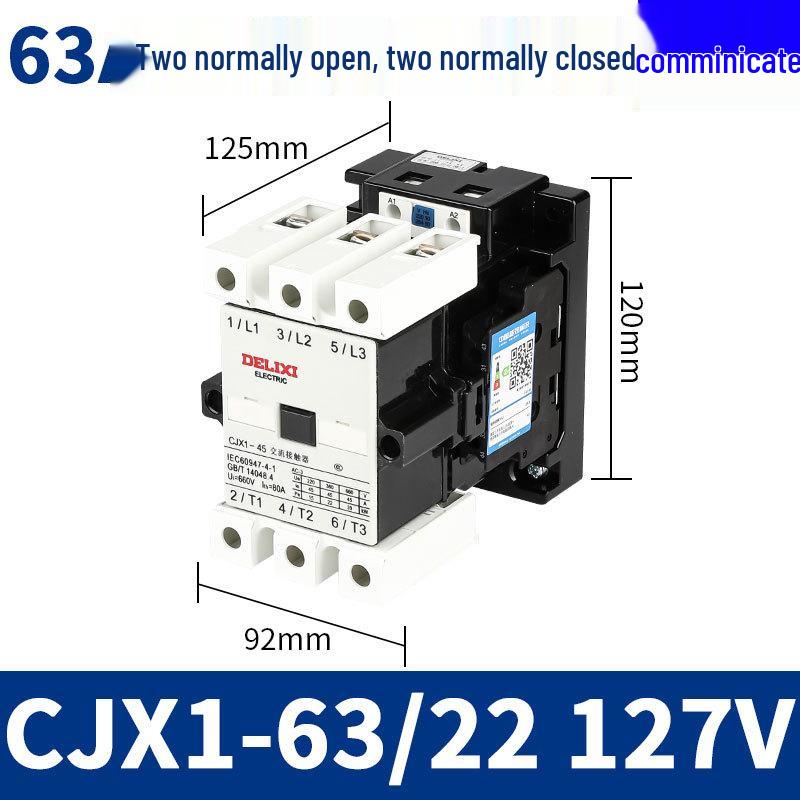 Трехфазный контактор переменного тока Delixi CJX1, 45А-205А, 220В/380В