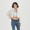 Autumn and winter imitation fur jacket women's short European and American splicing hooded jacket