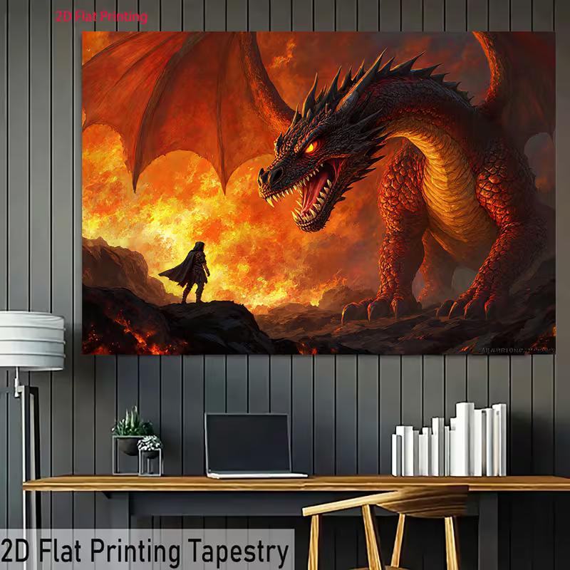 2D Dragon Warrior Photo Backdrop Fantasy Party Decor Cloth