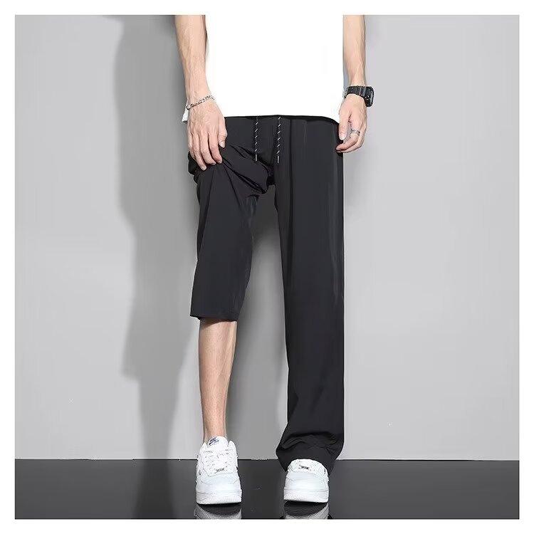 Повседневные брюки с драпировкой для мальчиков. Прямые брюки. Летние модные универсальные брюки свободного кроя с широкими штанинами.