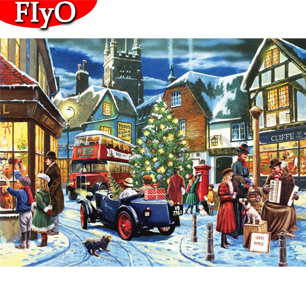 Пейзаж DIY 5D алмазная живопись полная круглая дрель городская улица Алмазная вышивка крестиком горный хрусталь мозаика домашний декор подарок