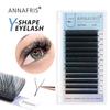 8-15mm YY Shaped Volume Eyelash Extension C/D Curl Mink Matte Black 2D Premade Fan Natural Net Cross False Lashes
