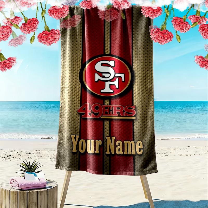 Custom NameSan Francisco 49ers logo. Beach Towel Soft Microfiber Summer Towel Quick Dry Absorbent Towel for Beach Swimming Pool Travel