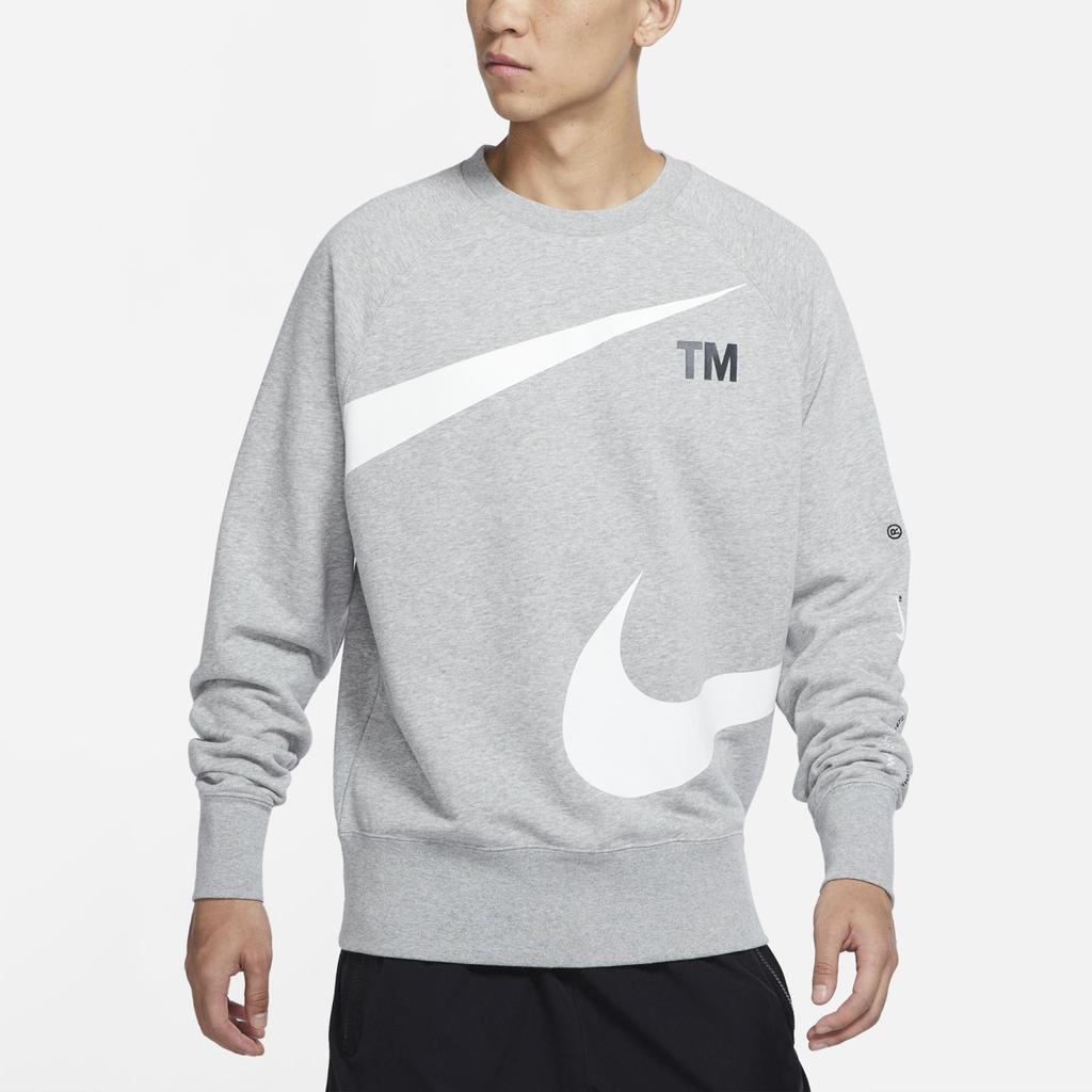 Nike Вязаный пуловер с большим логотипом Swoosh, мужские топы, серый DD6097-063